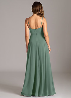 Azazie Amani Bridesmaid Dresses Eucalyptus A-Line Pleated Chiffon Dress image2