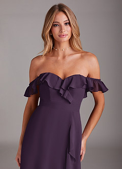 Azazie Lyra Bridesmaid Dresses Plum A-Line Chiffon Convertible Dress image9