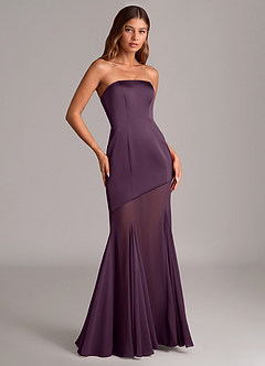 Azazie Uma Bridesmaid Dresses Plum Mermaid Strapless Chiffon Convertible Dress image3