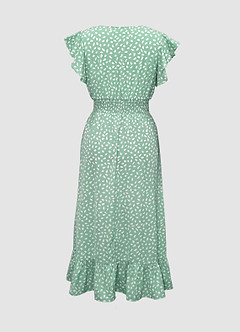 Hello Sweetheart Mint Green Print Flutter Sleeve Maxi Dress image8