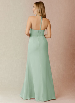 Azazie Miya Bridesmaid Dresses Agave Sheath Pleated Chiffon Dress image2