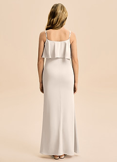 Azazie Galene Junior White Alabaster Mermaid Stretch Satin Dress image2