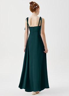 Azazie Rosey Junior Robe Trapèze en Satin extensible Encolure en Forme de Cœur Vert Pin image2