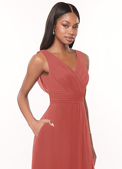 Azazie Karina Bridesmaid Dresses Antique Rose A-Line Pleated Chiffon Dress image5