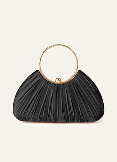 Matching Color Metallic Satin Pleated Handbag