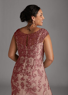 Azazie Melena Mother of the Bride Dresses Desert Rose Champagne Mermaid Lace Tulle Dress image10