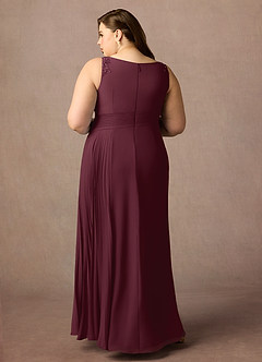 Azazie Galvan vestidos de madre de la novia Vestido de Cabernet de Gasa de Corte En A con Lentejuela image7