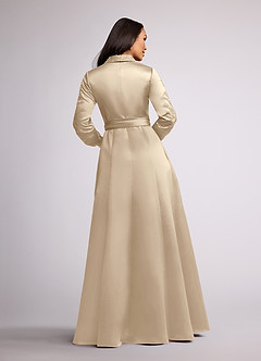 Azazie Ruth Mother of the Bride Dresses Champagne A-Line Lace Matte Satin Dress image4