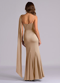 Azazie Inara Suknie dla druhen Syrena Pofałdowany Satyna elastyczna Do ziemi Sukienka image3