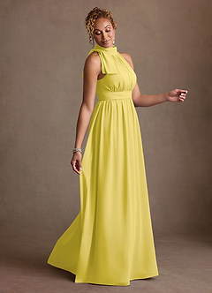 Azazie Antoinette Kleider für die Brautmutter A-Linie Plissee Chiffon Kleid Kanarienvogel image4