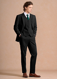 front Carter Sort 3-delt jakkesæt i bomuld og hørblanding