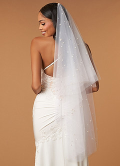 front Viola Pearl Fingertip Veil With Blusher