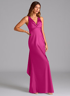 Azazie Hati Brudtärnklänningar Klä av Sjöjungfru i Stretch Satin Fuchsia image1