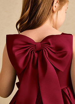 Azazie Jessie Flower Girl Dresses Burgundy A-Line Bow Matte Satin Dress image7