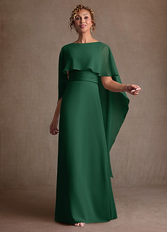 Azazie Marilla Klänningar till brudens mor Klä A-Line i Chiffong Plisserad Mörkgrön image1