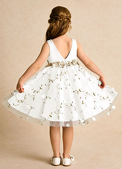 Azazie Starri vestidos de niña de las flores Vestido de Marfil Champán de Satin Mate de Princesa con Perla image2