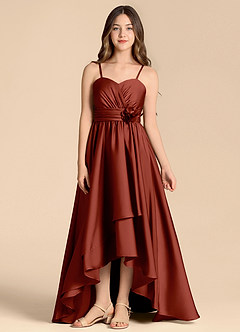 Azazie Catalina Junior Klänning av A-Line i Stretch Satin Sweetheart halsringning image1