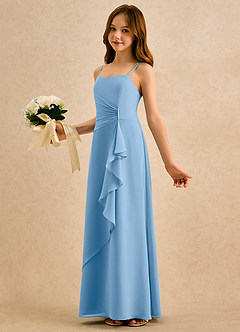 Azazie lolly Girls Formal Blumenmädchenkleider A-Linie Plissee Chiffon Kleid Puderblau image1