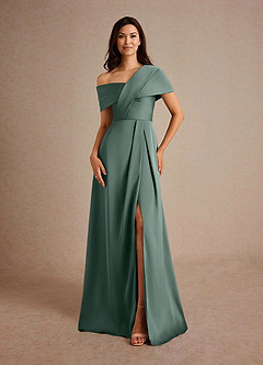 Azazie Milton Mère de la mariée Robes Robe Trapèze en Satin extensible Plissée Mousse De Mer image5