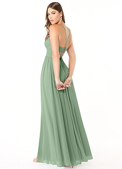 Azazie Aaida Bridesmaid Dresses Matcha A-Line Corset Chiffon Dress image5