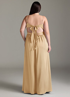 Azazie Zeya Brautjungfernkleider A-Linie Plissee Stretch-Satin Kleid Gold image10