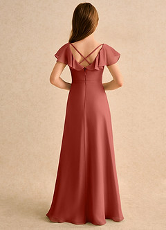 Azazie Nari Girls Formal Flower Girl Klänningar Klä A-Line i Chiffong med ärmar image2