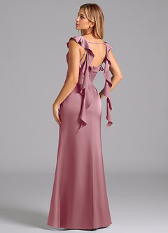 Azazie Adi Bridesmaid Dresses Vintage Mauve A-Line Pleated Stretch Satin Dress image6