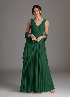 Azazie Kris Mother of the Bride Dresses Dark Green A-Line Sequins Chiffon Dress image1