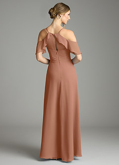 Azazie Dakota Bridesmaid Dresses Bronzer A-Line V-Neck Pleated Chiffon Dress image2
