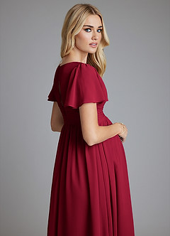 Azazie Verna Maternity Bridesmaid Dresses A-Line V-Neck Ruched Chiffon Floor-Length Dress image7