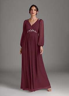 Azazie Gypsy Mother of the Bride Dresses Cabernet A-Line V-Neck Sequins Chiffon Dress image3
