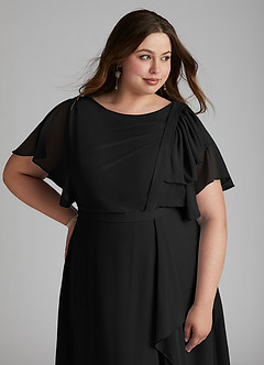 Azazie Aaliyah Modest Bridesmaid Dresses A-Line Scoop Pleated Chiffon Floor-Length Dress image11