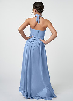 Azazie Hermione Steel Blue A-Line Chiffon Dress image3