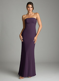 Azazie Saylor Vestidos de damas de honor Vestido de Ciruela de Gasa de Corte Sirena con Sin tirantes image3