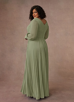 Azazie Zina Mother of the Bride Dresses Pistachio A-Line Pleated Chiffon Dress image10