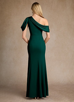 Azazie Paris Mère de la mariée Robes Robe Sirène en Crêpe Élastique Plissée Vert Pin image3