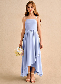 Azazie Twilight Dance Girls Formal Blumenmädchenkleider A-Linie Plissee Chiffon Kleid Eis image3