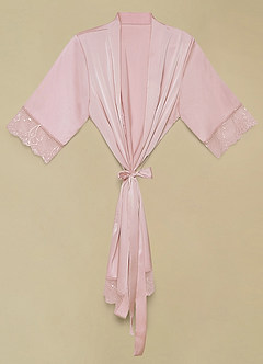 front Short Sleeve Vintage Satin Robe