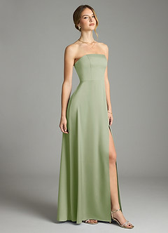 Azazie Wren Bridesmaid Dresses Dusty Sage A-Line Strapless Stretch Satin Convertible Dress image1