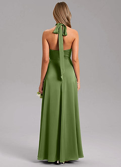 Azazie Tracie Bridesmaid Dresses Juniper A-Line Side Slit Stretch Satin Dress image2