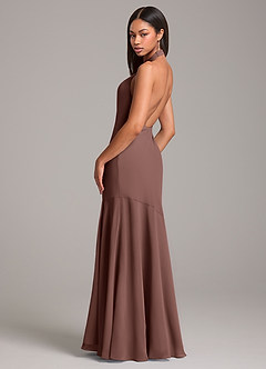 Azazie Lorena Bridesmaid Dresses Espresso Mermaid Pleated Chiffon Dress image6