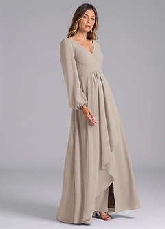Azazie Omari Bridesmaid Dresses Frost A-Line Long Sleeve Chiffon Dress image5