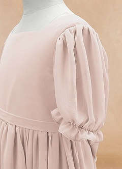 Azazie Joss Blumenmädchenkleider A-Linie mit ärmel Chiffon Kleid Blassrosa image7