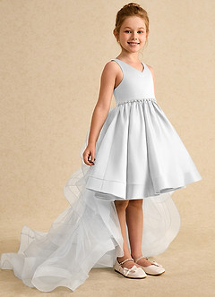 Azazie Julietta Flower Girl Dresses Diamond White Ball-Gown Convertible Tulle Dress image3