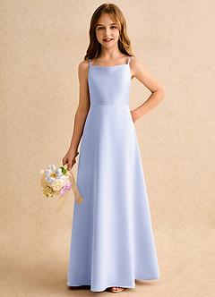 Azazie Joella Girls Formal Abiti da Ragazza di Fiori Abito A-Line in Raso Opaco Plissettato Lavanda image6