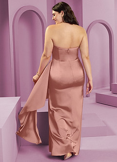 Barbie ♥ Azazie Vestidos de damas de honor Vestido de Rosetón de Satén Elástico de Corte Recto Convertible con Sin tirantes image10