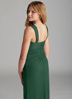 Azazie Jesaphine Junior Dark Green Sheath Pleated Mesh Dress image6