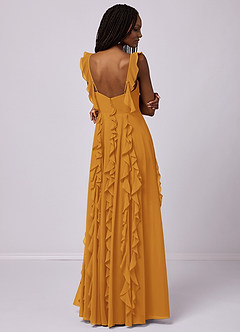 Barbie ♥ Azazie Bridesmaid Dresses Butterscotch A-Line with Pockets Chiffon Dress image2