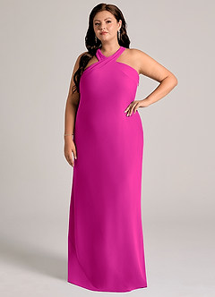 Azazie Doretta Jurken voor bruidsmeisjes Jurk van Chiffon met Zeemeermin Geplooid Fuchsia image3