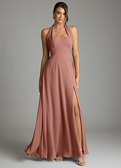 Azazie Tamira Suknie dla druhen Linia A Pofałdowany Szyfon Do ziemi Sukienka image1